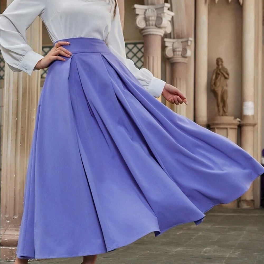 Elegant Maxi Fold Pleated Flare Skirt